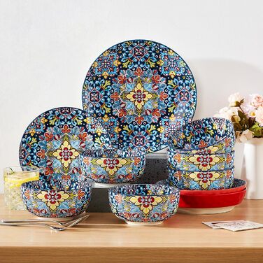 Набір мисок Vancasso з богемської кераміки, 800 мл, кольоровий набір мисок для кухні, сумісний з посудомийною машиною та мікрохвильовою піччю, для салату, макаронів, рису, вівсянки, фруктів