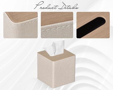 Стильна коробка для серветок кубічної форми, PU-шкіра, для ванної, спальні, кухні, офісу (Бежевий)