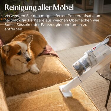 Бездротовий пилосос Bissell PowerClean FurGuard з акумулятором 2500 mAh, 280W, HEPA-фільтр, самоочищення щітки, світло FurFinder, для видалення шерсті тварин, 50 хв роботи