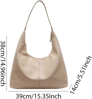 Сумка жіноча GSenhui Hobo бежева з м'якої шкіри, вінтажна сумка-тоут на плече