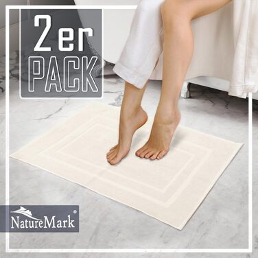Набір килимків для ванної кімнати NatureMark, 100% бавовна, 50 x 80 см, преміум-якість, колір натуральний/кремовий (2 шт.)