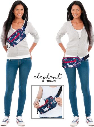 Сумка на пояс для чоловіків та жінок, велика міська сумка-шоппер, спортивна кросбоді-сумка, сумка через плече, сумка-шоппер Elephant, для подорожей (синій квітка)