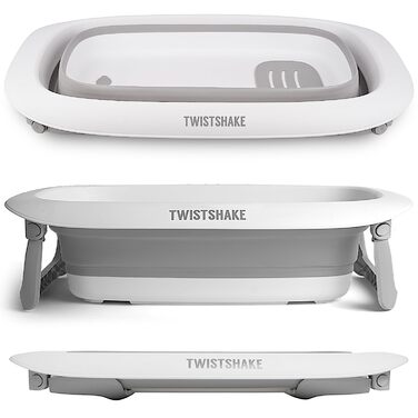 Twistshake Non-Slip Baby Bath Cushion for Newborns | Soft and Foldable Shower Cushions for Toddlers | Floating Air Cushion for Baby Bathing | 0 Months+ | Pastel Grey (Baby Bathtub)