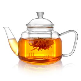 Скляний чайник CNGLASS з ситом із нержавіючої сталі, 900 мл, термостійкий для листового та розквітного чаю, прозорий
