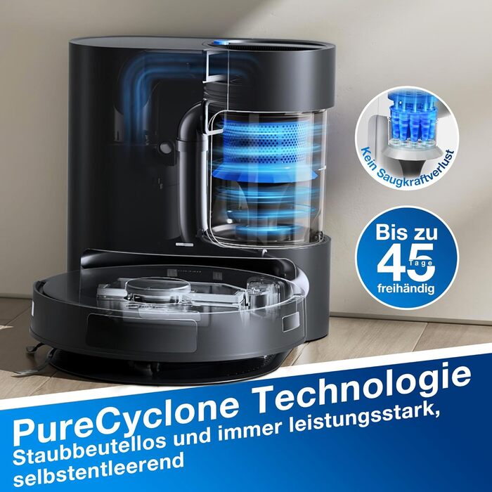 Робот-пилосос ECOVACS DEEBOT N20 Pro Plus: потужність 8000Pa, функція миття, бездротова станція PureCyclone, захист від заплутування волосся, до 300 хвилин роботи, білий/чорний