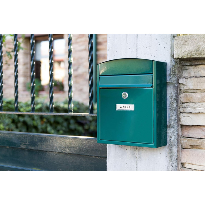 Поштовий ящик ARREGUI Compact E5731 сталевий (білий/зелений), розмір S (DIN A5), настінний, водонепроникний, з табличкою для імені, 2 ключі, легкий монтаж