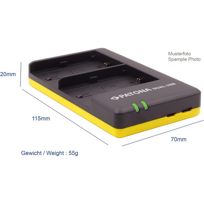 Зарядний пристрій PATONA для акумулятора NP-W126 NP-W126s (USB-C/MicroUSB), чорний