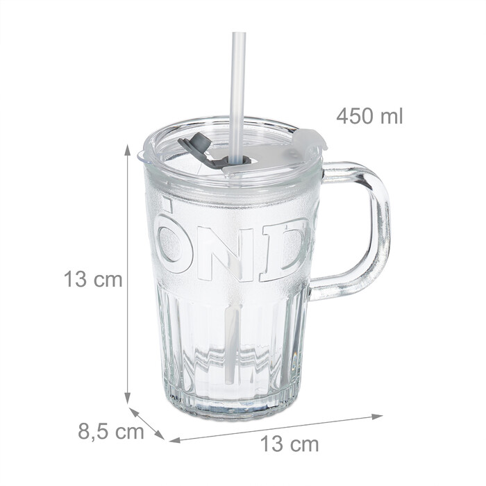 Relaxdays Set of 2 Handle Glasses