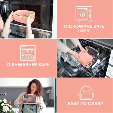 Ланчбокс Bugucat 2000 мл, витікання, Bento Box з відділеннями для дітей, контейнер для салату, набір з виделкою, для школи, пікніка, чорний (2000 мл, темно-рожевий)