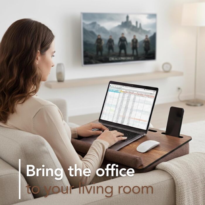 Стіл для ноутбука Vigo Wood - підставка для ноутбука до 17,3 дюймів - м'яке підлогове планшет для комфортної роботи в ліжку або на дивані - екологічний піднос для колін для дому (Cambridge & Braun) (Nussbaum & Braun)
