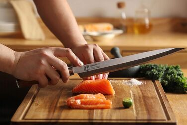 KEEMAKE Філейний ніж для риби та суші 30 см, японський Sashimi ніж з VG10 нержавіючої сталі, ручка з рожевого дерева