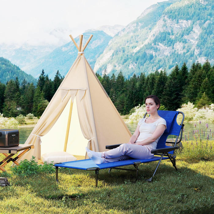 Outsunny Patio Lounge Chair - Folding, Weather-Resistant Design. Dimensions: 76