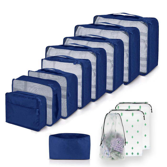 Органайзер для валізи 12 шт. - Набір водонепроникних кубиків для подорожей, сімейних поїздок та зберігання вдома (Морська блакить)