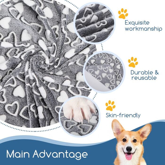 М'який флісовий килимок для собак та котів Nobleza, 120x100 см