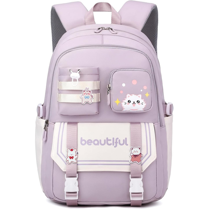 Дитячий рюкзак IvyH для дівчаток – велика місткість, водонепроникний, ідеальний для школи, 2-6 клас, фіолетовий