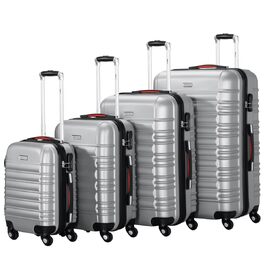 Набір валіз ABS S-M-L-XL з телескопічною ручкою та кодовим замком, срібний