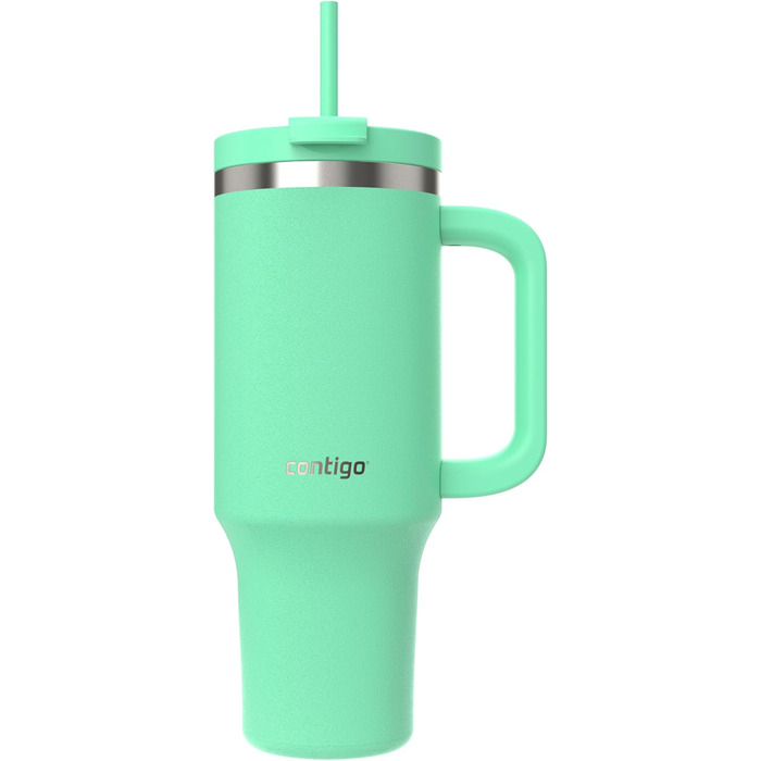 Contigo Streeterville Thermos Flask 1200 ml with Handle and Straw | Insulated Stainless Steel Thermos Drink Bottle with Lid | Keeps Cold for 29 Hours | Travel Mug | Thermos Mug | BPA-free (Reef)