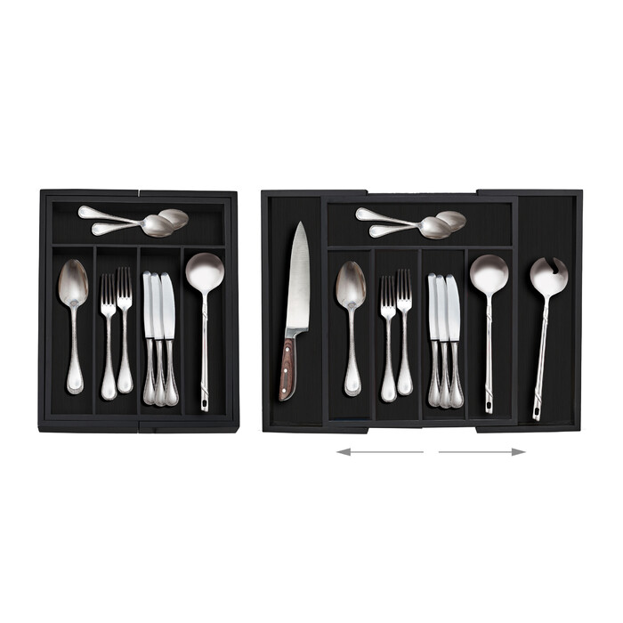 Relaxdays Extendable Bamboo Cutlery Box