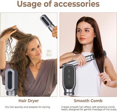 UKLISS Airstyler Pro 7-в-1: професійний фен-щітка з іонізацією, 1400 Вт, для укладання, створення локонів та випрямлення волосся (сірий)