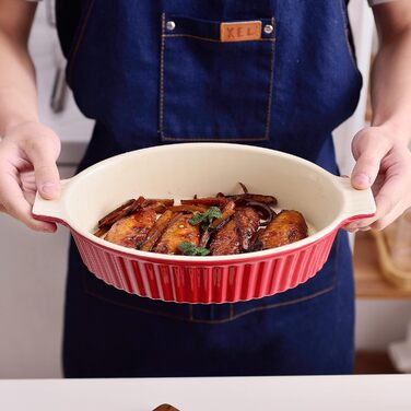 MALACASA Набір форм для запікання Bake.Bake, 4 шт. з кераміки, стійкої до подряпин (червоний)