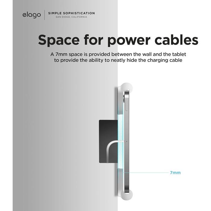 Тримач для планшета elago Home Hub Mount для Apple iPad, iPad Air/Pro, Samsung Galaxy Tab та інших планшетів, силіконовий, з кабелем-менеджментом (Білий)
