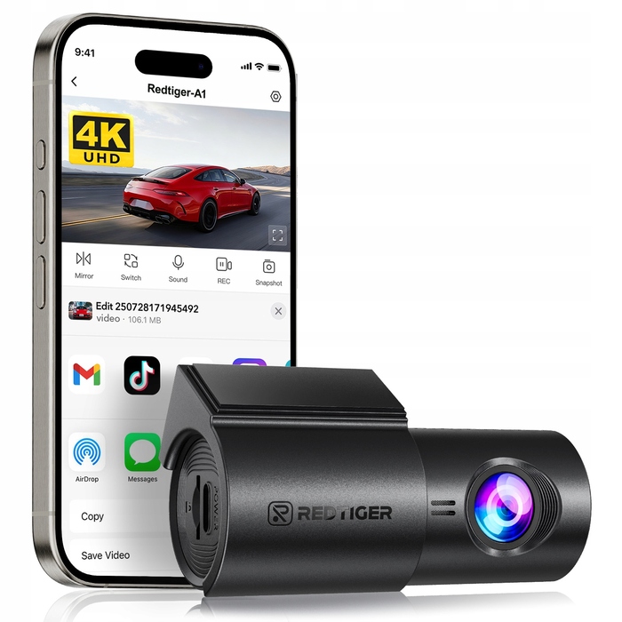 Автомобільний відеореєстратор Redtiger A1 4K з G-сенсором