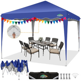COBIZI Folding Gazebo 3x3, 3x3 Gazebo Waterproof Stable One Push UV Protection Outdoor Party Tent Wave Canopy Event Tent Tent Garden Gazebo Pavilion Folding 3x3m With Carry Bag, (Navy Blue, 3x3 Wave)