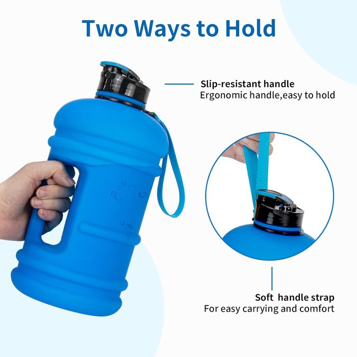 TOOFEEL Water Bottle 2L - 2 Liter Water Bottle BPA Free, Large Bottle, Reusable Sports Water Bottle with Marked Measurements, Gym Water Bottle - (Matte Dark Blue, 1893 ml)