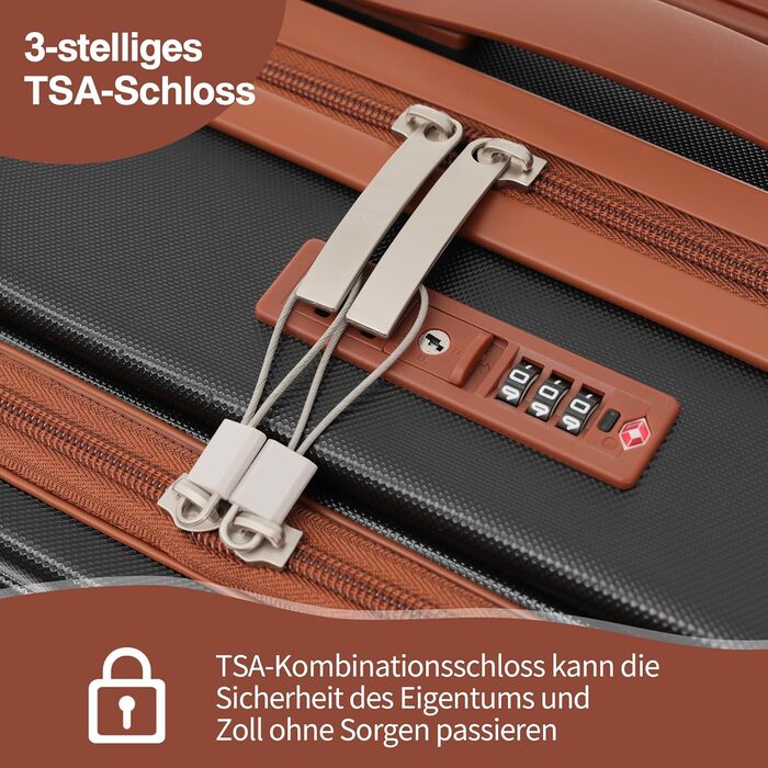 Набір валіз Merax TSA-Schloß: M, L, XL. Чорний. З телескопічним ручками та 4 колесами. PP-матеріал.