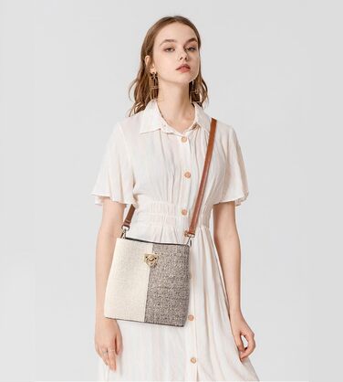 Сумка жіноча KALIDI Fancy Forest через плече з натуральної шкіри бежево-коричнева, стильна кросбоді сумка з регульованим ремінцем