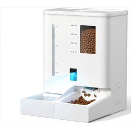 Автомат для годування котів з камерою, 5G/WiFi, 2K HD відео та нічне бачення, диспенсер для великої кількості їжі та зерна, керування через додаток, контейнер для зберігання корму (для собак та котів)