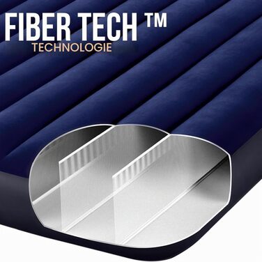 Повітряний матрац двоспільний Intex Dura-Beam Fiber-Tech (64758) для кемпінгу та гостей, 203 x 183 x 25 см, навантаження до 272 кг