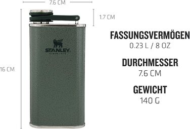 Термос Stanley Classic Wide Mouth 236ml з кришкою Never-Lose - нержавіюча сталь, широка горловина, BPA-Free, Hammertone Green