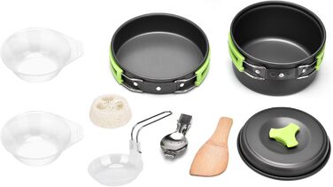 Набір кухонного посуду Qtiwe 10 предметів для кемпінгу, пікніків та BBQ (FDA сертифікований)