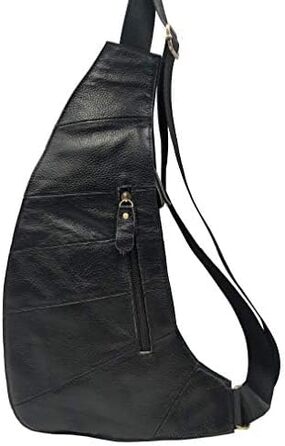 Чорна сумка через плече Sport Nylon для чоловіків та жінок: кросбоді, фанша, нагрудна, для подорожей, школи, бізнесу, ноутбука, велосипеда, туризму, кемпінгу, рюкзак-день, чорна (#02schwarz)