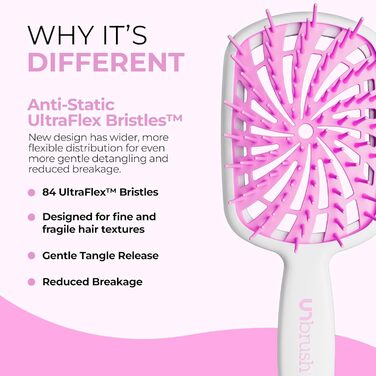 Щітка для волосся FHI Heat UNbrush Plus – для кучерявого волосся, розплутування, 84 гнучкі щетинки, Bubble Gum