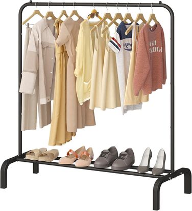 JIUYOTREE Clothes Rack, Coat Rack, Metal Clothes Bar, Durable Clothes Rack with Bottom Frame for Coats, Skirts, Shirts, Sweaters, White (Black)