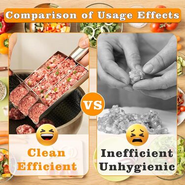 Форма для фрикадельок з нержавіючої сталі Quixotic, 3-в-1, ручна для м'яса, риби та креветок