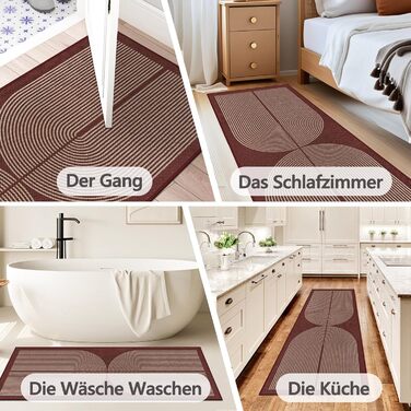 Килимок для підлоги/коридору 80x200 см з джуту, антиковзаючий, для кухні, спальні, балкону (червоний)