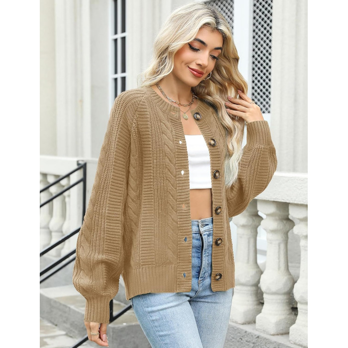 Жіночий кардиган Rapbin: короткий рукав, в'язаний, вільний крій, з ґудзиками (Хакі, XL)