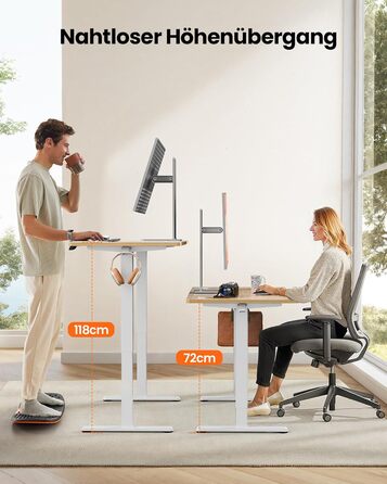 Електричний стіл ErGear 120x60 см, регульований по висоті, з 4 пам'ятями, ігровий стіл, 4-секційна стільниця, бежевий