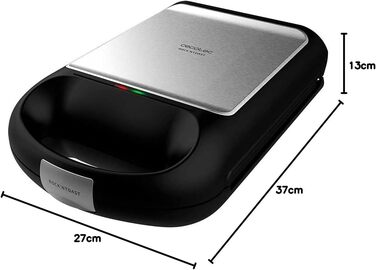 Сендвічниця Cecotec Rock'nToast Family Waffle: 1500W, 4 вафлі, антипригарне покриття, 180° поворот, швидкий нагрів, нержавіюча сталь, індикатор температури, рівномірне підсмажування, для сендвічів та вафель
