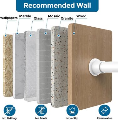 Штанга для душу/шторки без свердління Aizesi, 80-160 см, білий колір, 1 шт. (телескопічна, регульована)