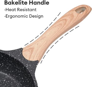 Набір сковорідок JEETEE 6 шт. з кришкою: 20см, 24см, 28см. Підходить для індукційних плит, з антипригарним покриттям, з кованого алюмінію, PFOA-free (сірий)