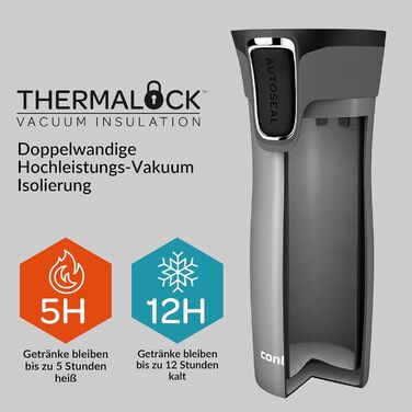 Термокружка Contigo West Loop Autoseal, нержавіюча сталь, 470 мл, чорна