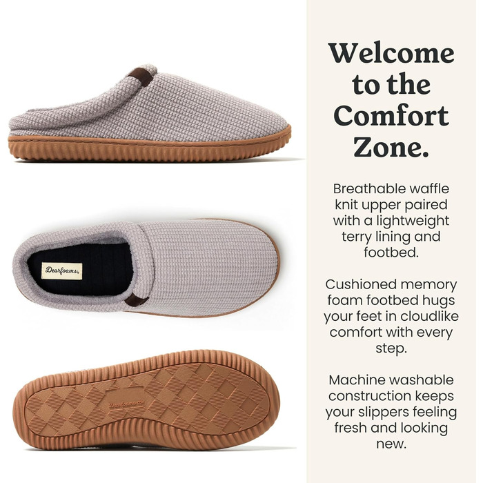 Тапочки чоловічі Dearfoams Case Casual Clog, сірі, 47/48 EU