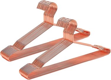 Amber Home 20-Piece 43cm Rose Gold Iron Clothes Hangers, Metal Rotguss (Red Cast Iron) Copper Clothes Hangers with Non-Slip Groove for Suit, T-Shirt, Shirt, Jacket, Dress, Pants, Robust and Durable