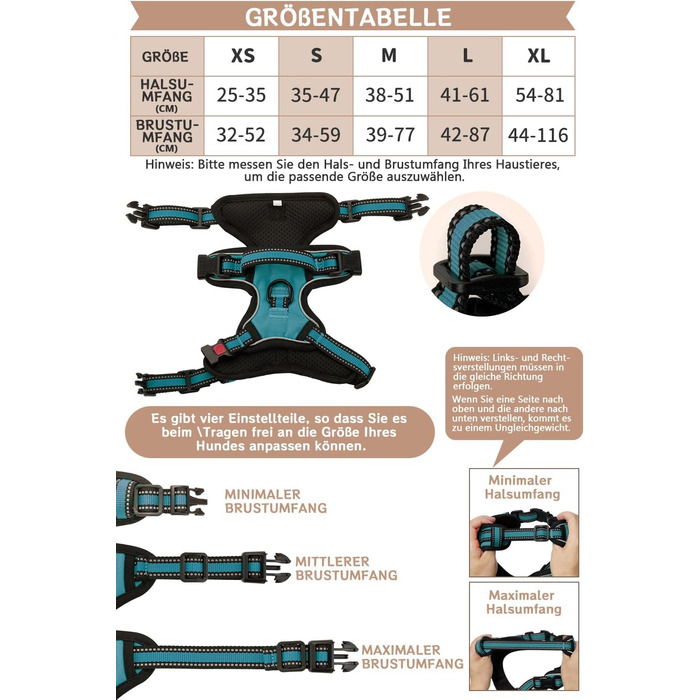 Нашийник для собак BaoCheng Anti Pull: дихаюча сітка, 3 пряжки, безпека, полегшення кашлю, світловідбиваючий (темно-зелений, S)