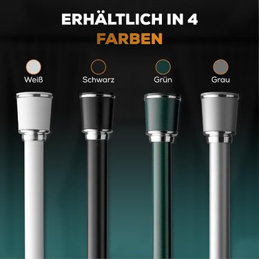 Штанга для штор Ø 32 мм, без свердління - для душу, вікна, кімнати, кухні (370-420 см, Чорний)