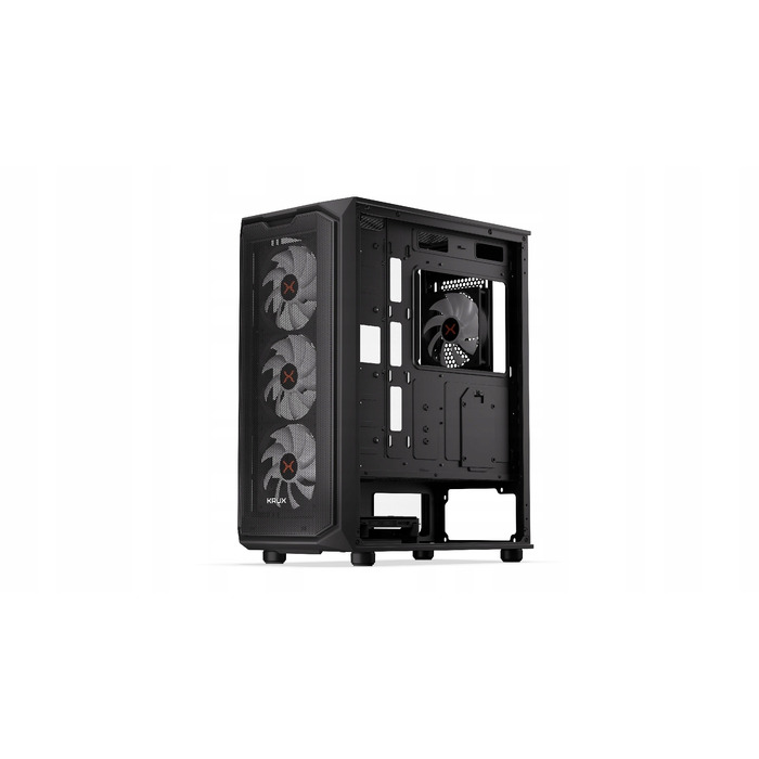 Корпус ПК Krux Orona ARGB Midi Tower, загартоване скло, 4 вентилятори 120мм, чорний